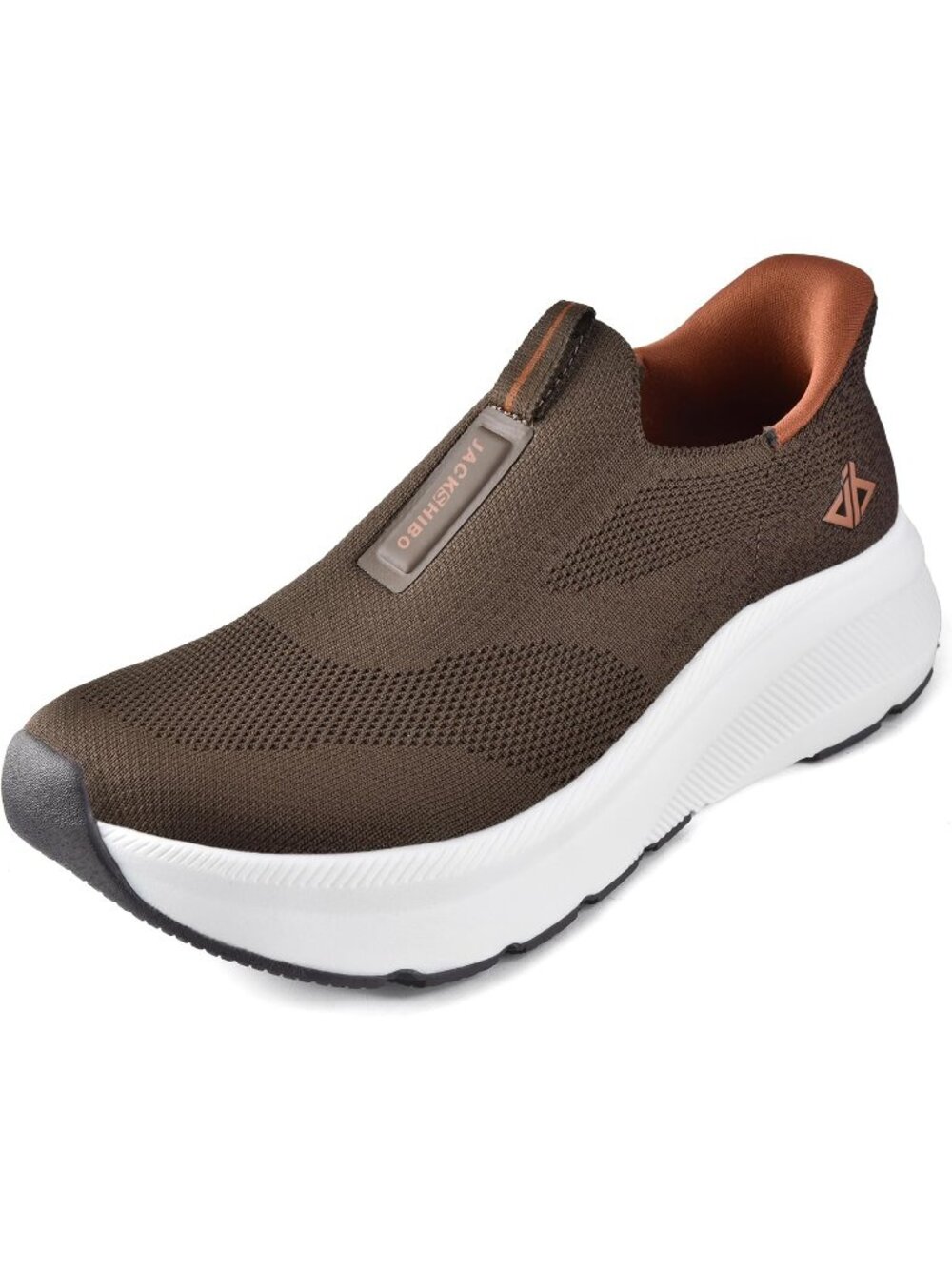 Men's Brown Wide Toe Breathable Lacing Free Orthopedic Walking Sneaker